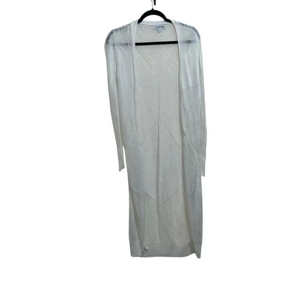 Cushnie Sweaters - Cushnie White Open Knit, Open Front Long Duster Cardigan Womens size Small
